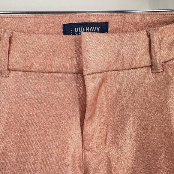 Old Navy Mid-Rise Coated Pixie Ankle Pants for Women Metallic Rose Gold Size 4 - Picture 6 of 13